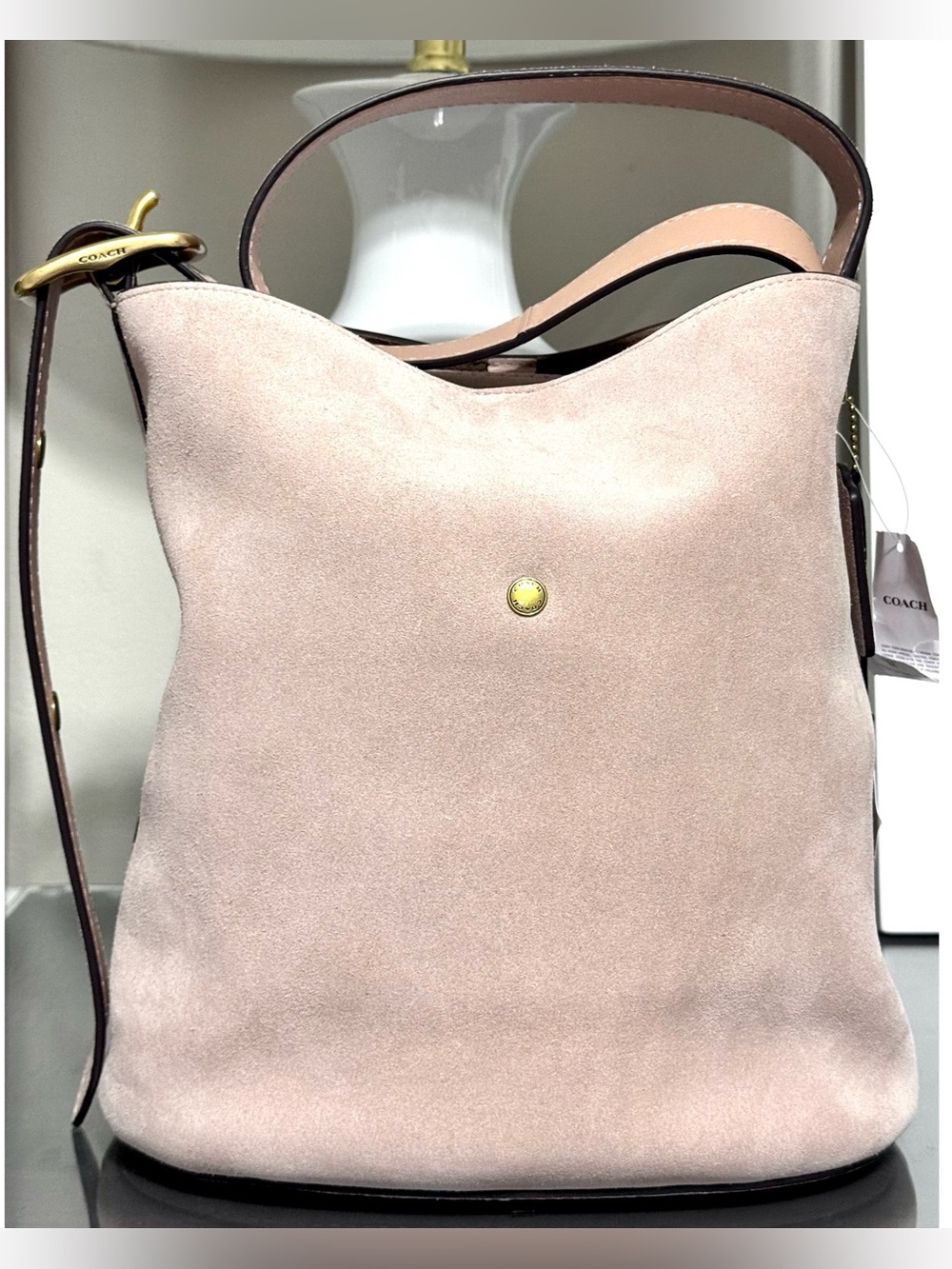 COACH Bleecker Bucket Bag With Kisslock, NUAGE - Picture 3 of 9